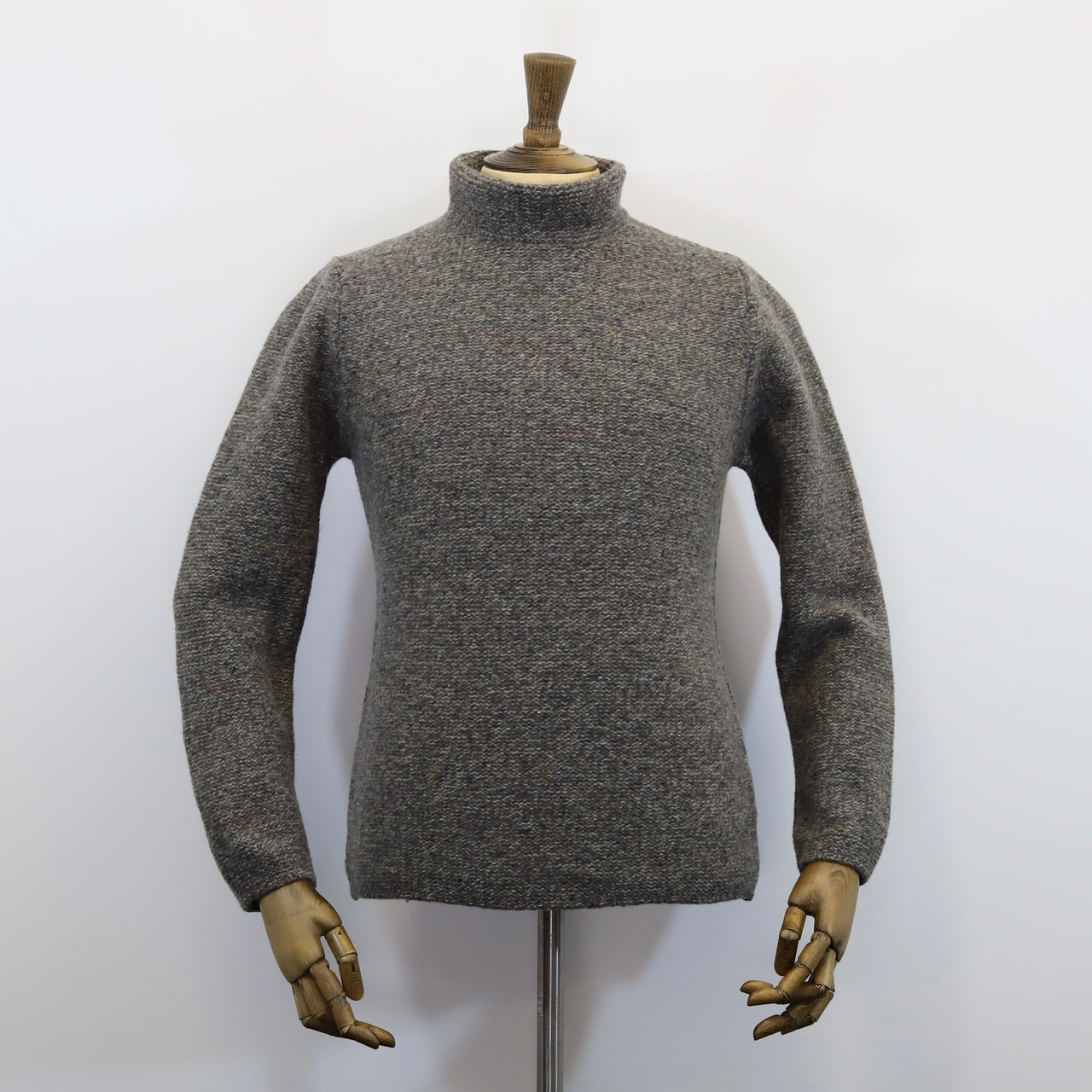 Fisherman Out of Ireland Funnel-Neck Sweater - Smoke