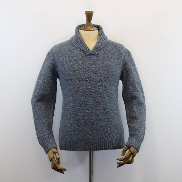 Fisherman Out of Ireland Shawl Collar Sweater - Blue Smoke