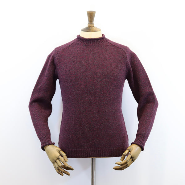 Fisherman Out of Ireland Rolled Crew Neck Sweater - Elderberry