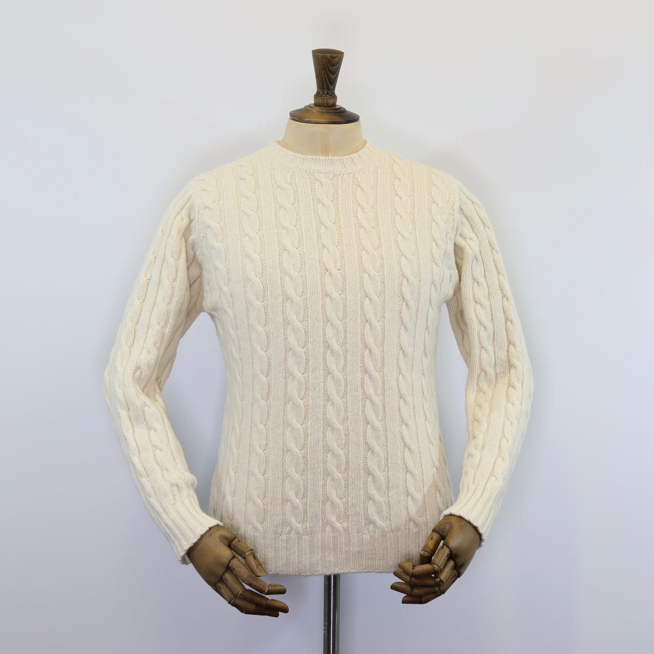 Fisherman Out of Ireland Cabled Crew Neck Sweater - Ecru