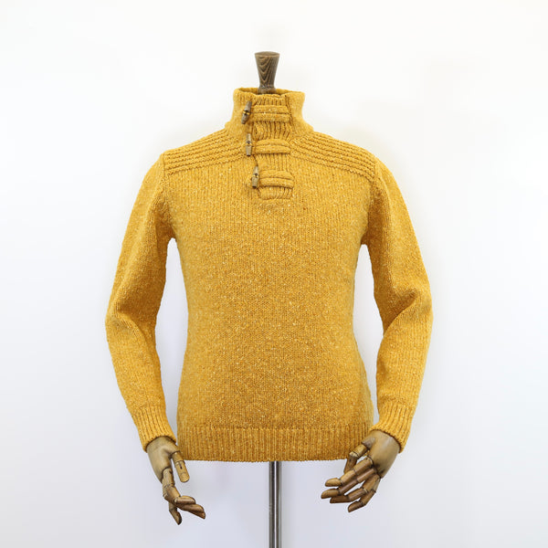 Fisherman Out of Ireland Toggle Neck Sweater - Mustard