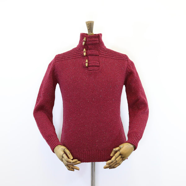 Fisherman Out of Ireland Toggle Neck Sweater - Berry