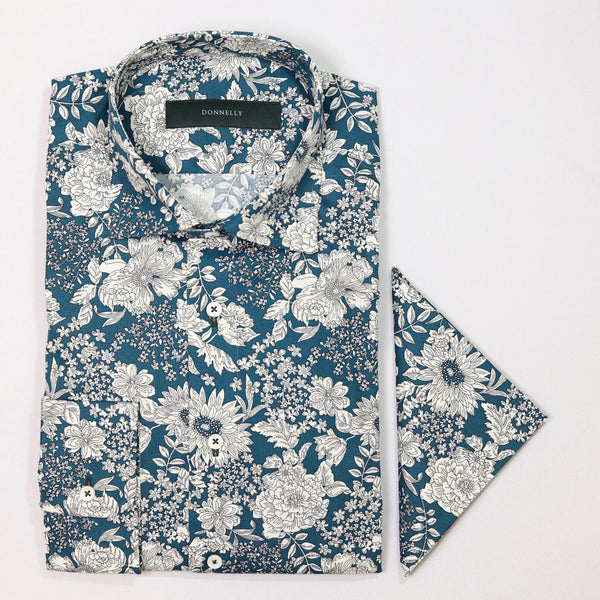 Donnelly Teal Floral Shirt