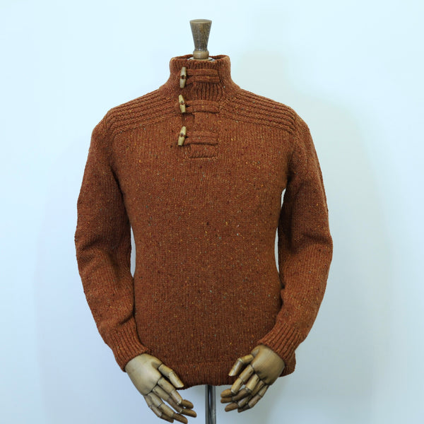 Fisherman Out of Ireland Toggle Neck Sweater - Copper
