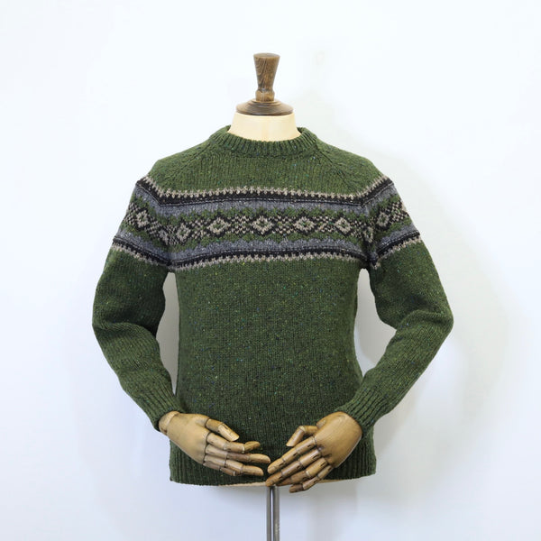 Fisherman Out of Ireland Fair Isle Crew Neck Sweater - Seaweed