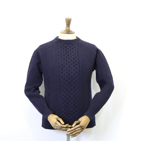 Fisherman Out of Ireland Aran Sweater - Navy
