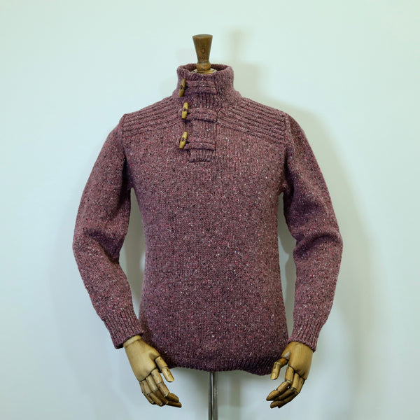 Fisherman Out of Ireland Toggle Neck Sweater - Dark Mauve