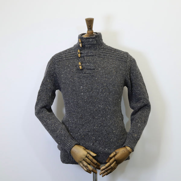 Fisherman Out of Ireland Toggle Neck Sweater - Steel Wool