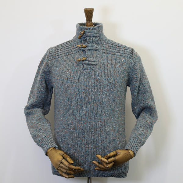 Fisherman Out of Ireland Toggle Neck Sweater - Seafoam