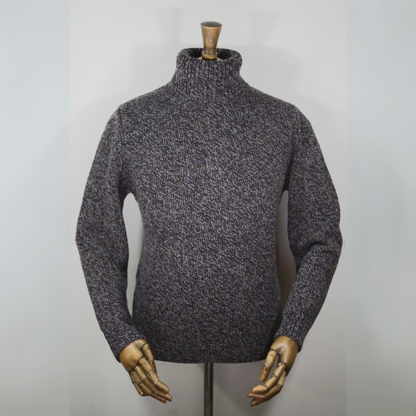 Fisherman out of Ireland Roll Neck Sweater - Navy Peat