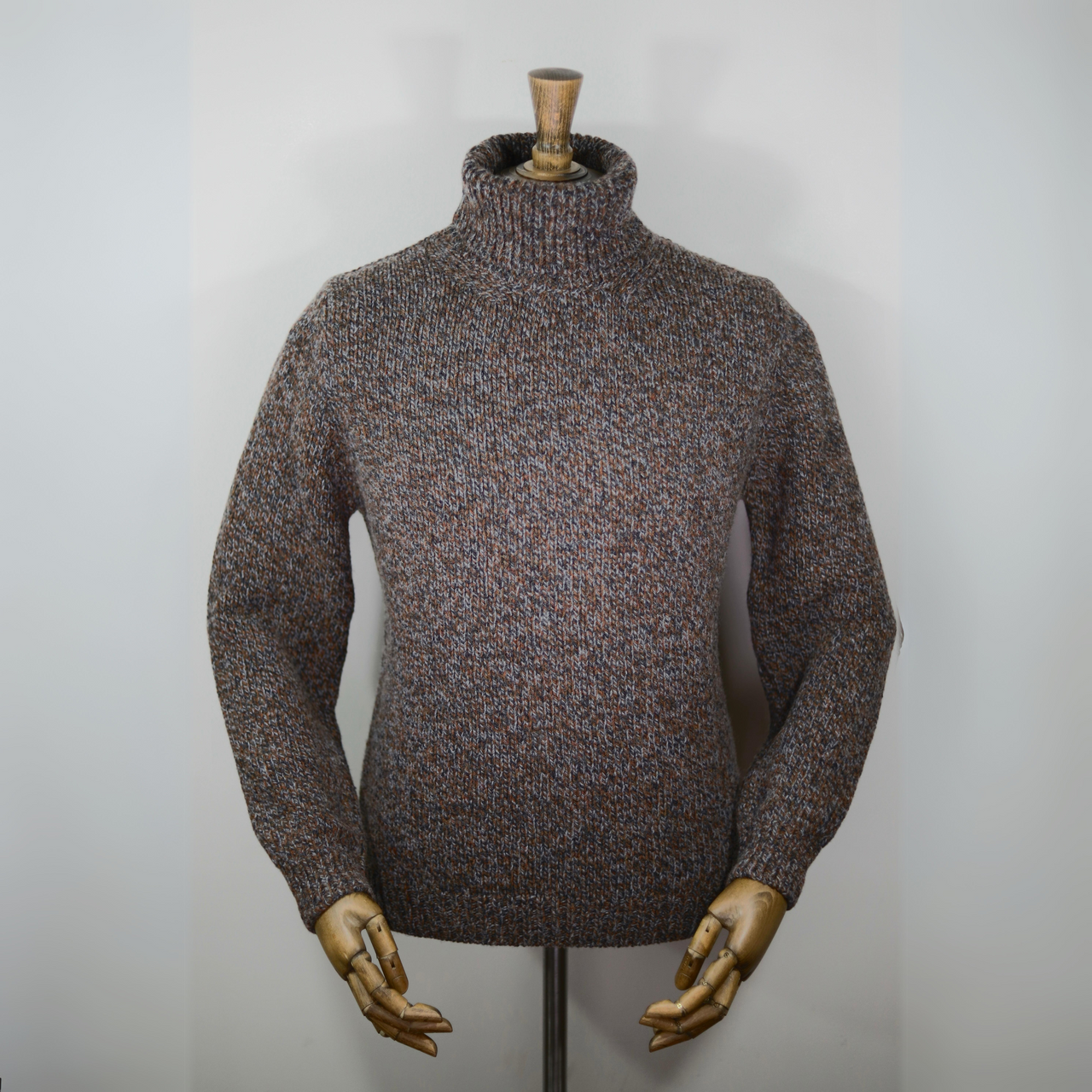 Fisherman out of Ireland Roll Neck Sweater - Chestnut Grey