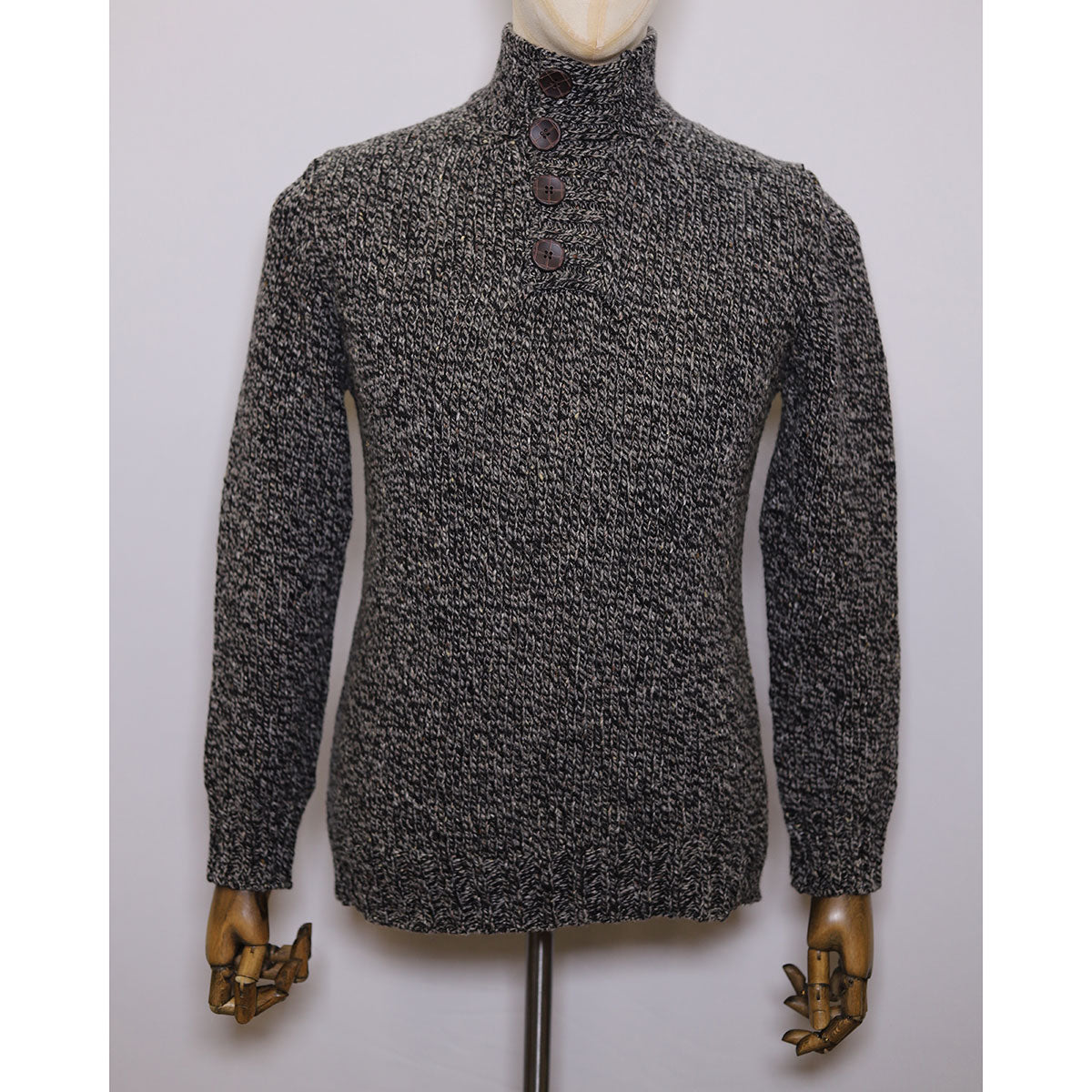 Fisherman Out Of Ireland Button Neck Sweater - Blackstone