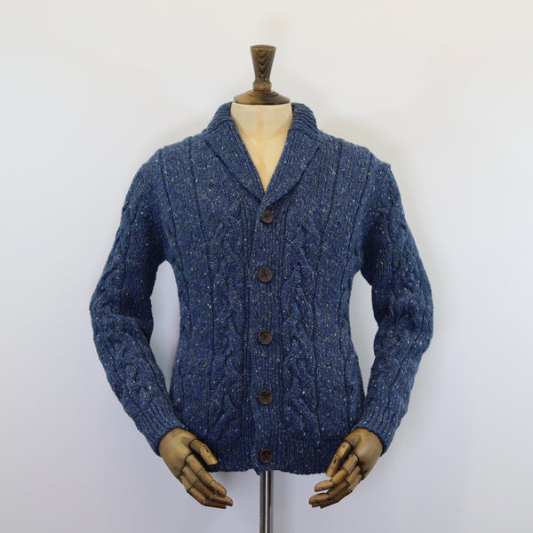 Fisherman Out of Ireland Cable Knit Cardigan - Denim