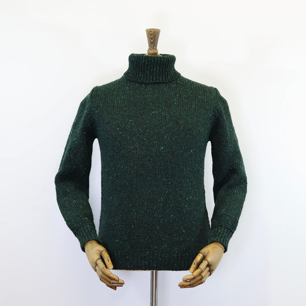 Fisherman Out of Ireland Roll Neck Sweater - Bottle Green