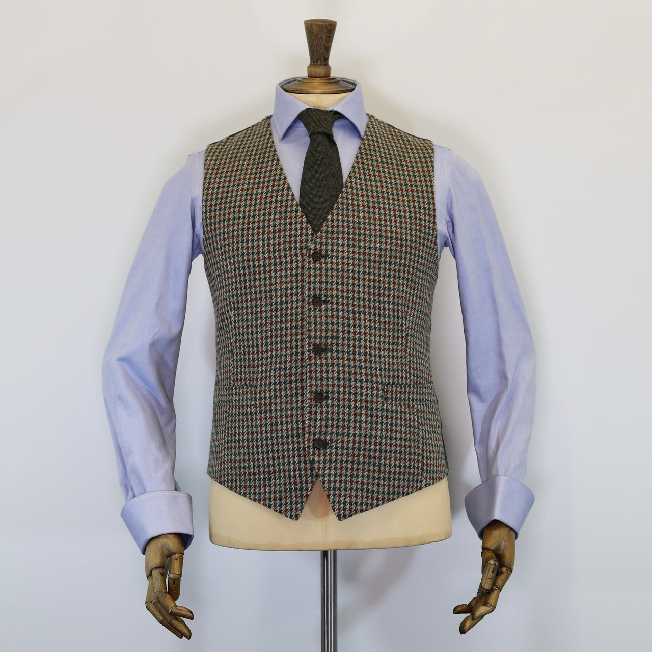 Handwoven by J.J. Campbell in Donegal Irish Tweed Tattersall Waistcoat