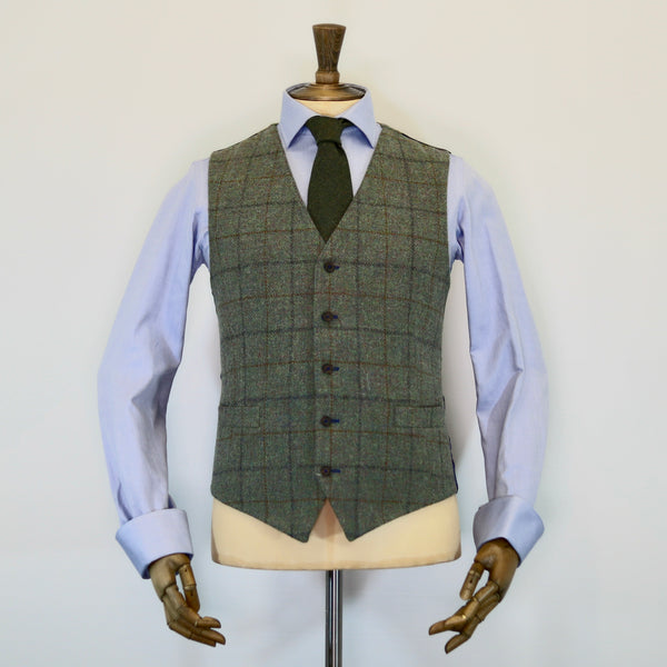 Handwoven by J.J. Campbell in Donegal Irish Tweed Check Waistcoat