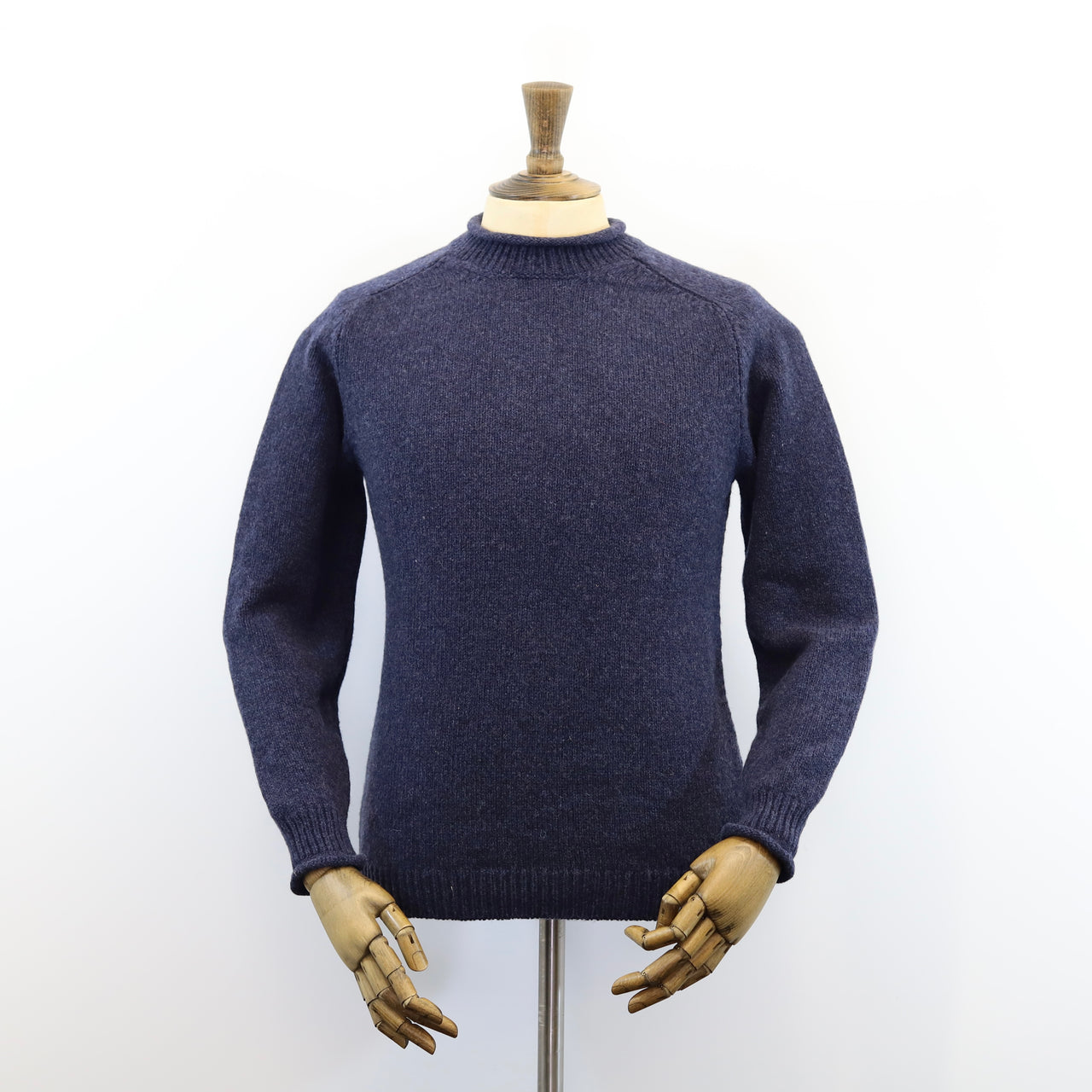 Fisherman Out of Ireland Rolled Crew Neck Sweater - Indigo