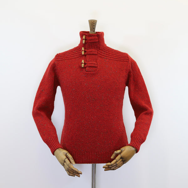 Fisherman Out of Ireland Toggle Neck Sweater - Robin Red