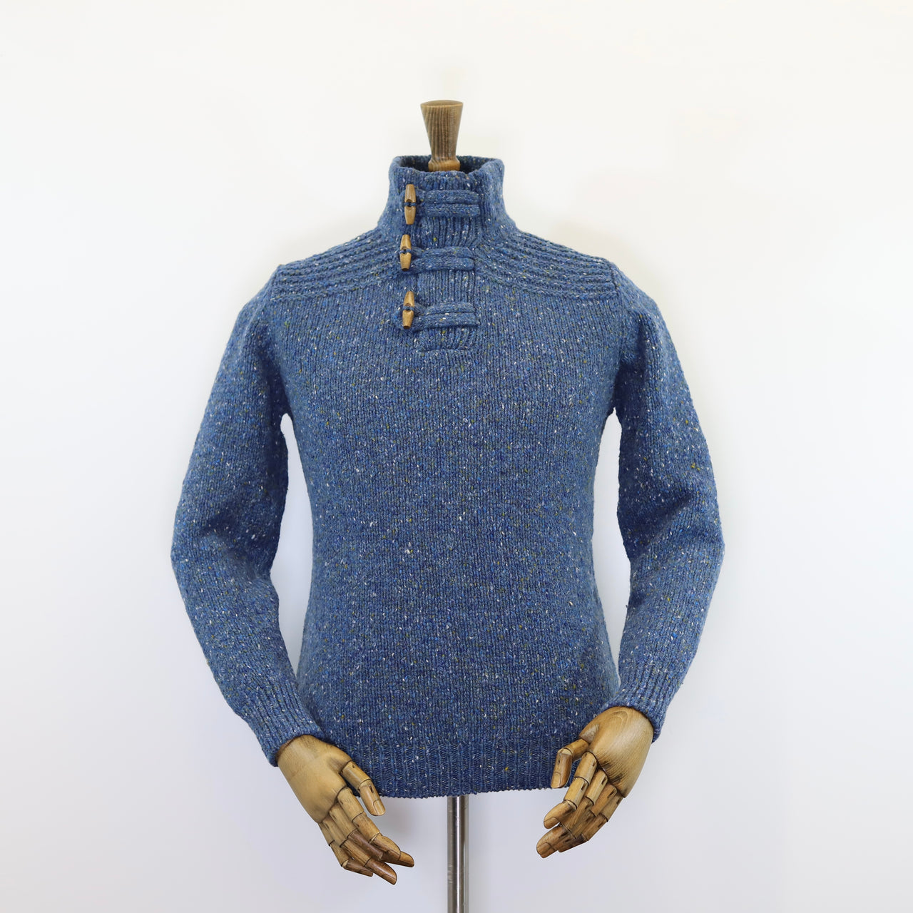 Fisherman Out of Ireland Toggle Neck Sweater - Denim