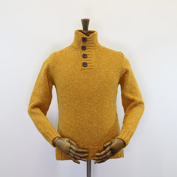 Fisherman Out of Ireland Button Neck Sweater - Mustard