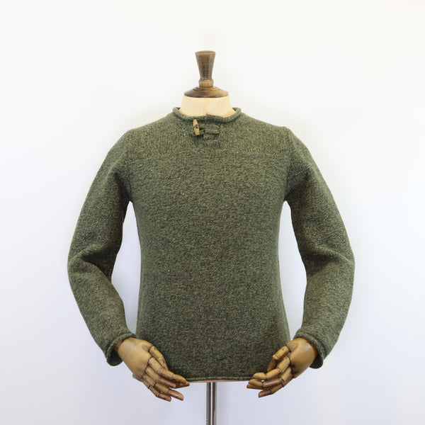 Fisherman Out of Ireland Mini-Toggle Neck Sweater - Olive