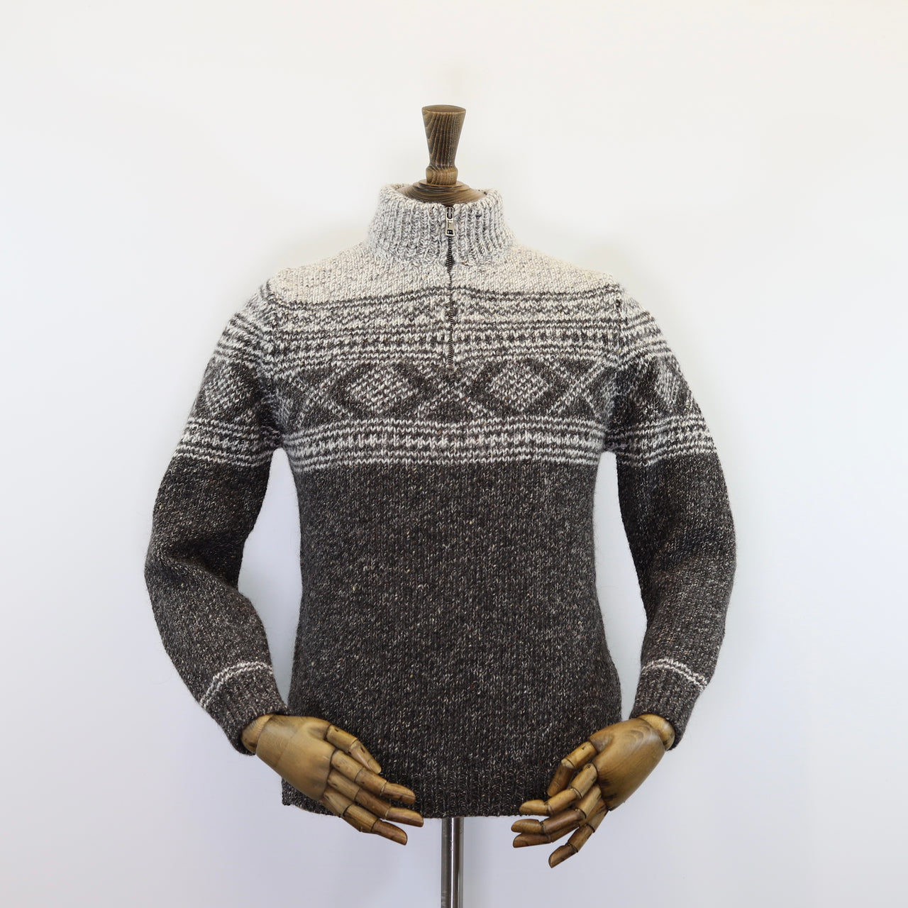 Fisherman Out of Ireland Zip Neck Sweater Granite