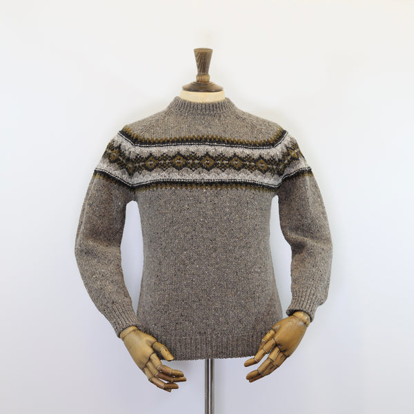 Fisherman Out of Ireland Fair Isle Crew Neck Sweater - Rabbit