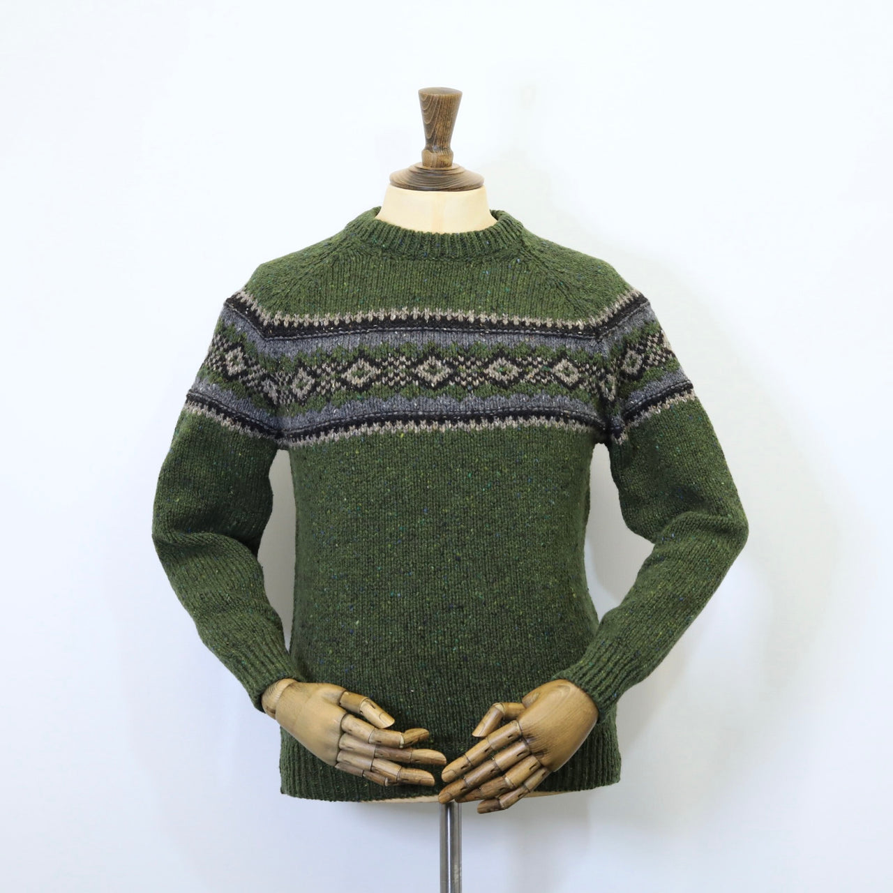 Fisherman Out of Ireland Fair Isle Crew Neck Sweater - Seaweed