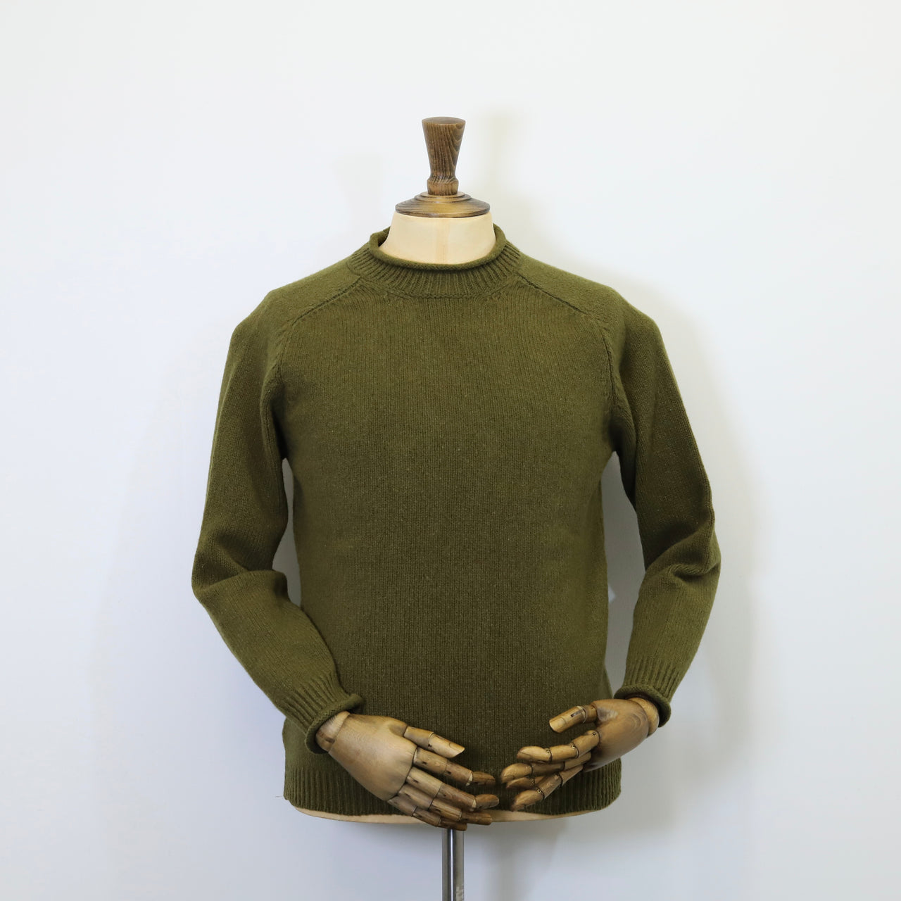 Fisherman Out of Ireland Rolled Crew Neck Sweater - Seaweed