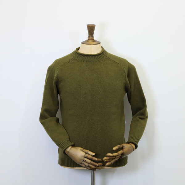 Fisherman Out of Ireland Rolled Crew Neck Sweater - Seaweed