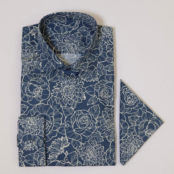 North French Navy Flower Shirt