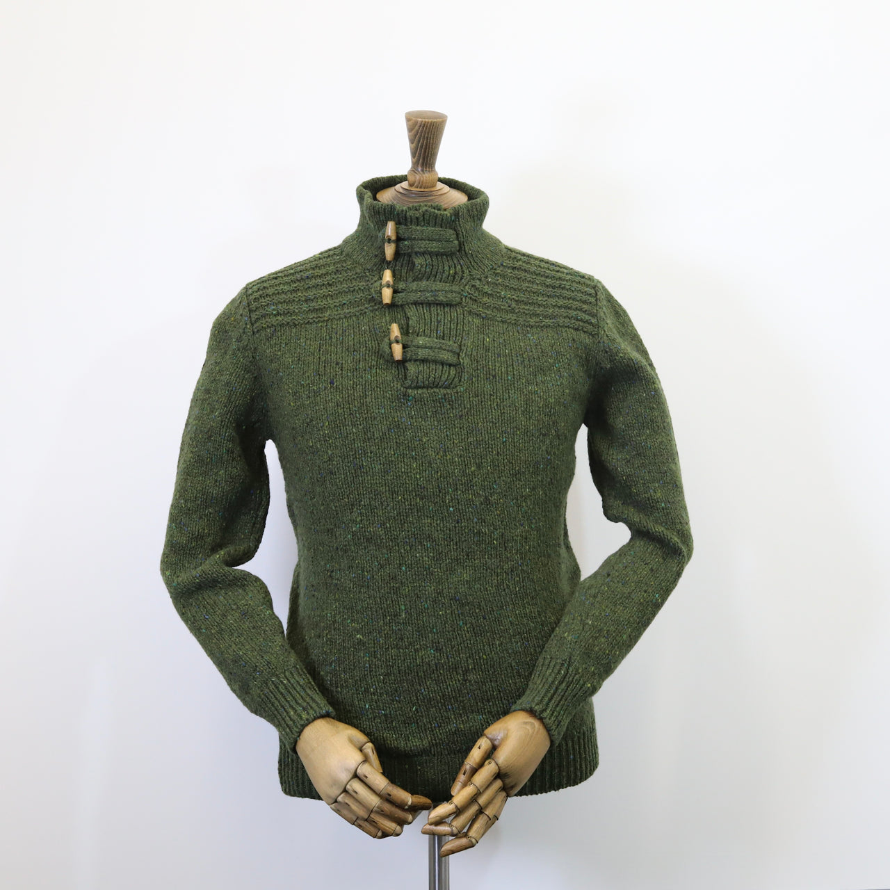 Fisherman Out of Ireland Toggle Neck Sweater - Dark Seaweed