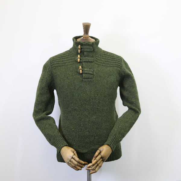 Fisherman Out of Ireland Toggle Neck Sweater - Dark Seaweed