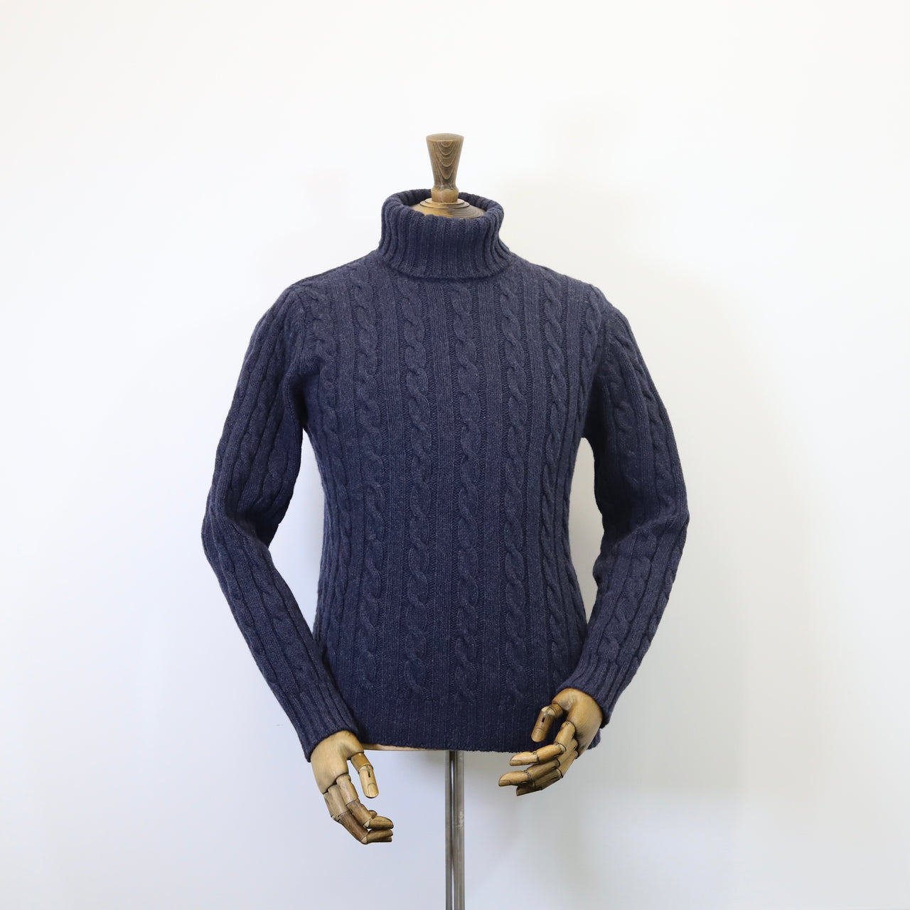 Fisherman Out of Ireland Cable Roll Neck Sweater - Navy