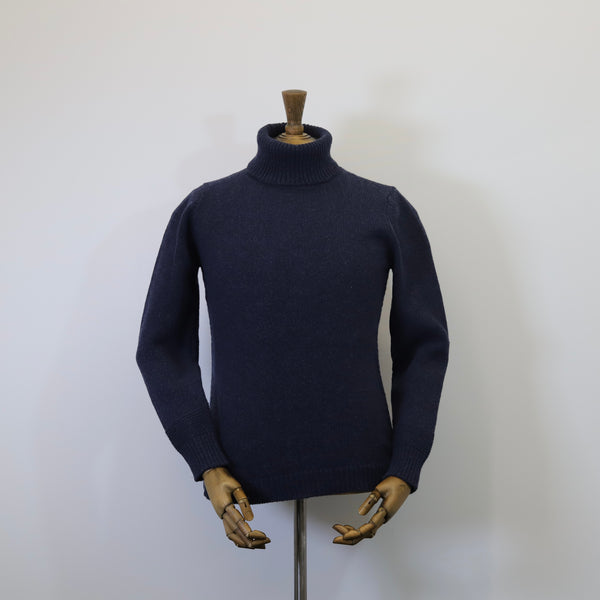 Fisherman Out of Ireland Roll Neck Sweater - Navy