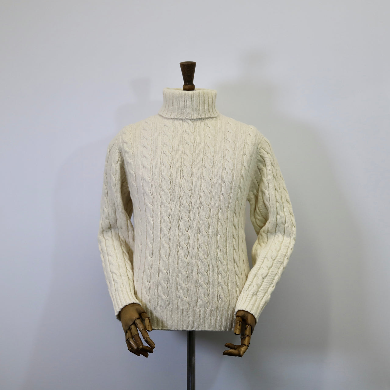 Fisherman Out of Ireland Cable Roll Neck Sweater - Cream