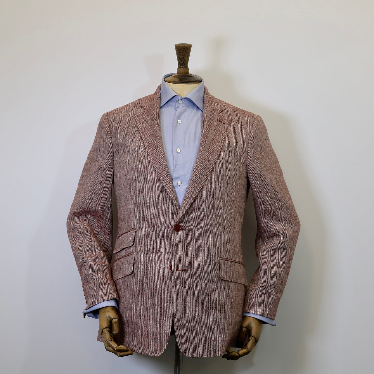 DONNELLY Tollymore Herringbone Linen Jacket - Claret