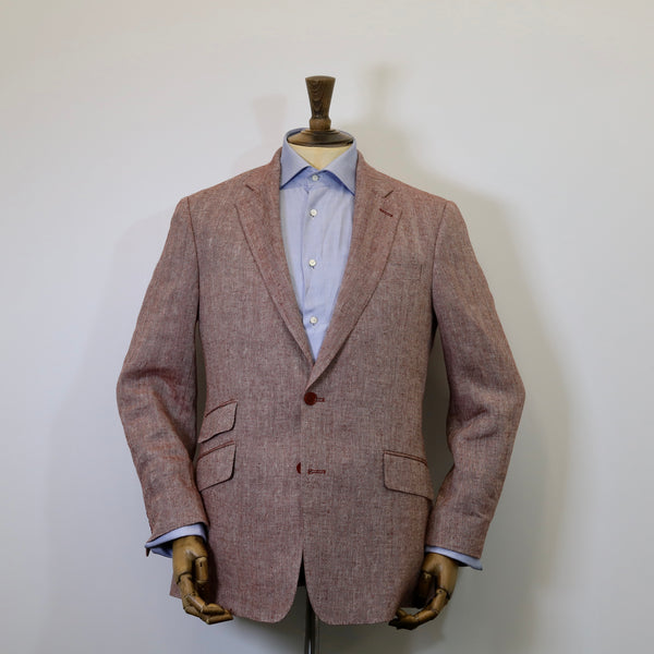 DONNELLY Tollymore Herringbone Linen Jacket - Claret