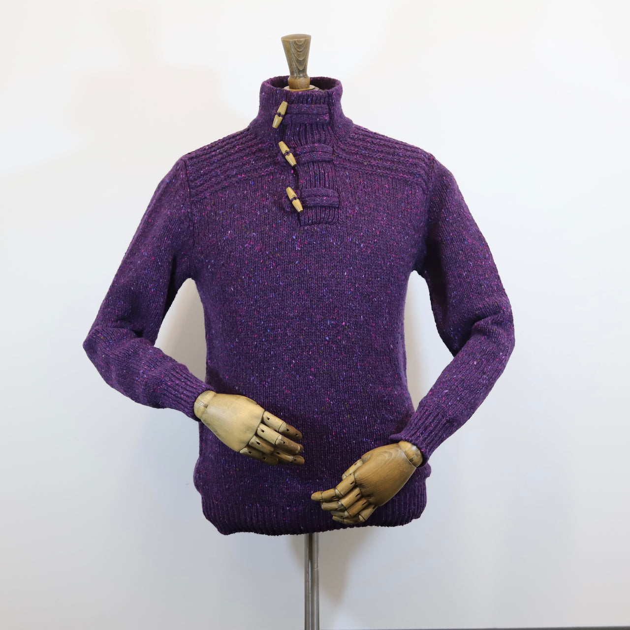 Fisherman Out of Ireland Toggle Neck Sweater - Blackcurrant