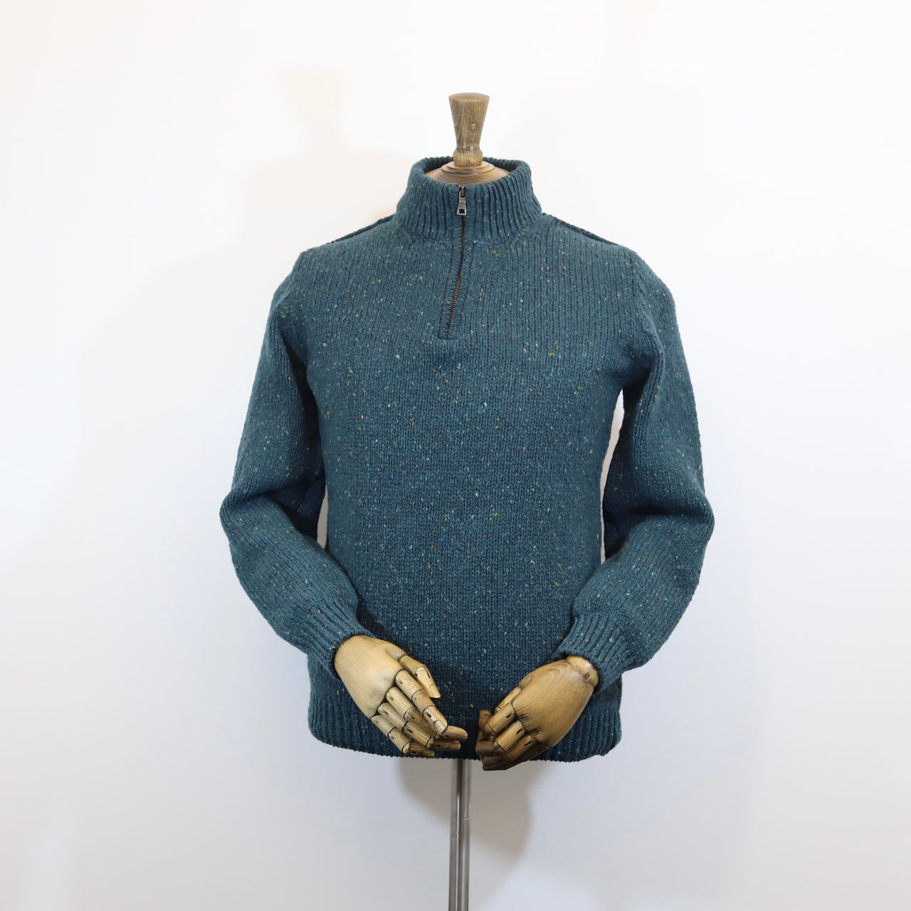 Fisherman Out of Ireland Zip Neck Sweater - Scots Pine