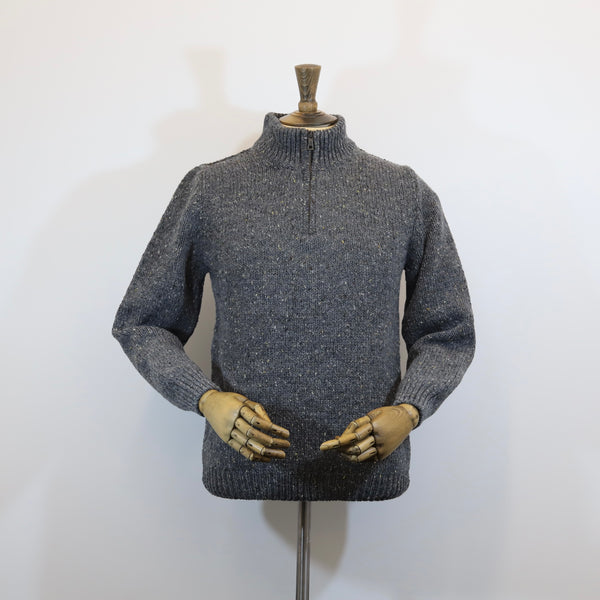 Fisherman Out of Ireland Zip Neck Sweater - Steel Wool