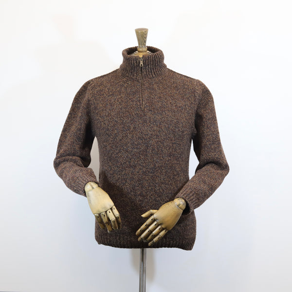 Fisherman Out of Ireland Zip Neck Sweater - Peat