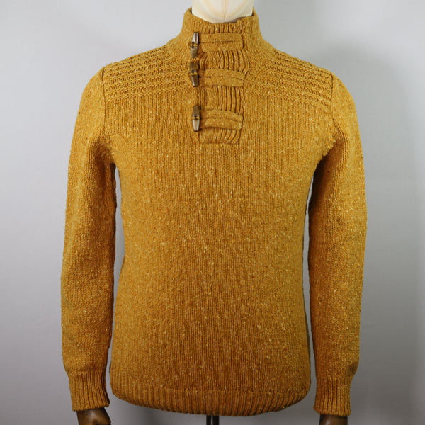 Fisherman Out Of Ireland Toggle Neck Sweater - Mustard