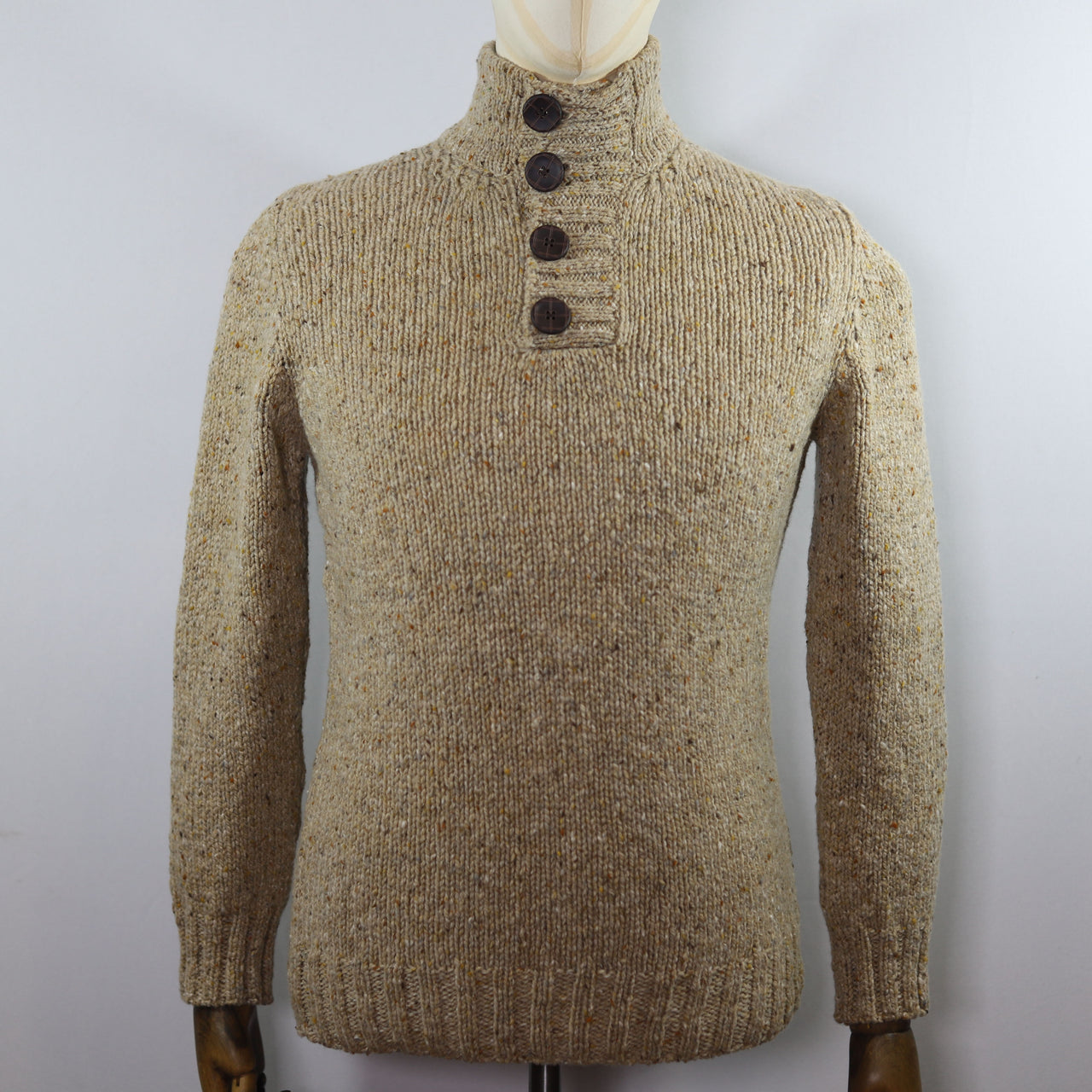 Fisherman Out Of Ireland Button Neck Sweater - Sand Dune