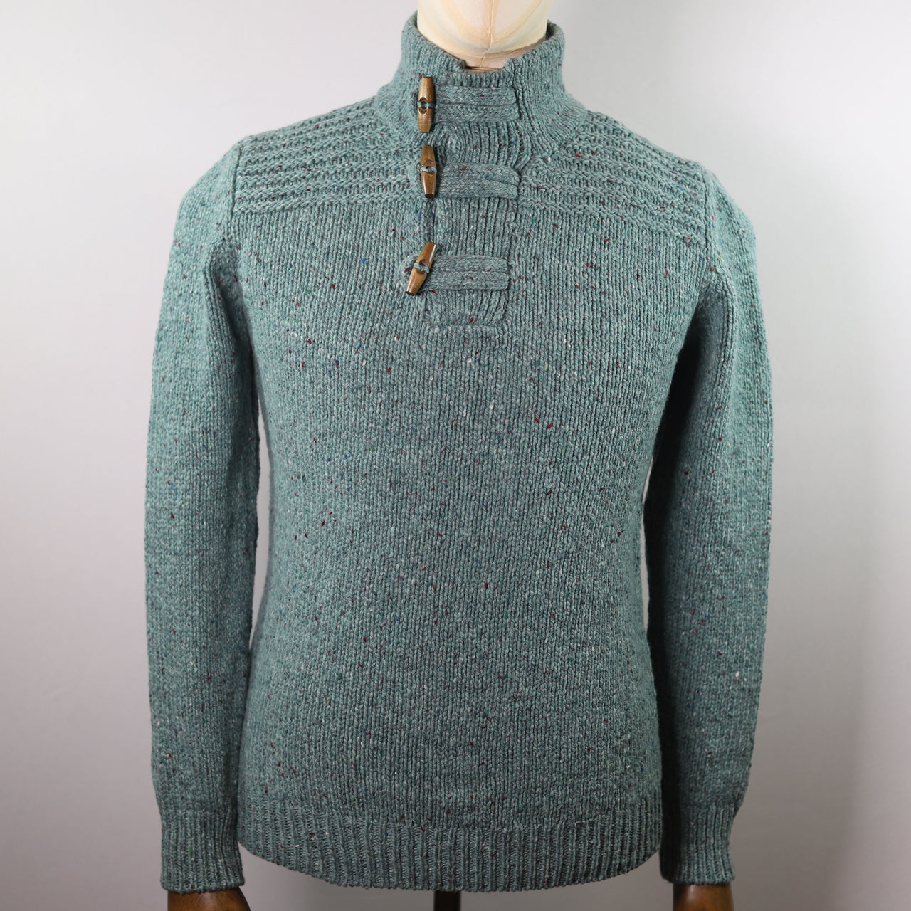 Fisherman Out Of Ireland Toggle Neck Sweater - Jade