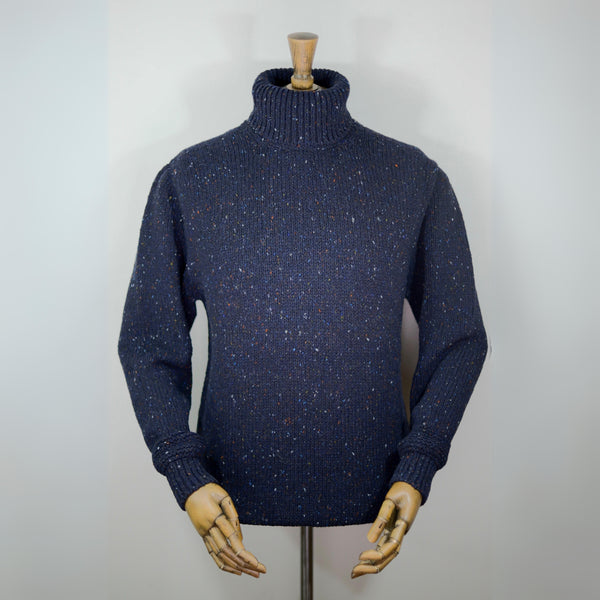 Fisherman out of Ireland Roll Neck Sweater - New Navy