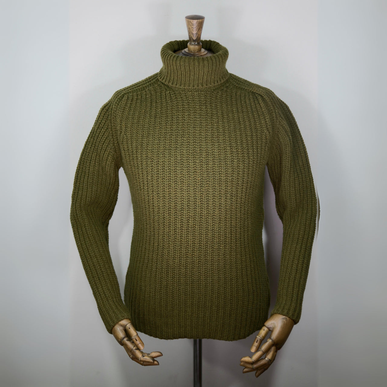 Fisherman out of Ireland Roll Neck Sweater - Olive Breton