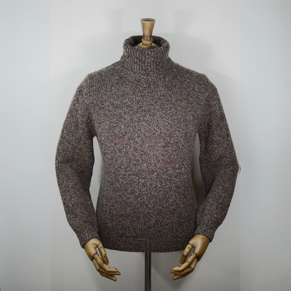 Fisherman out of Ireland Roll Neck Sweater - Chestnut Grey