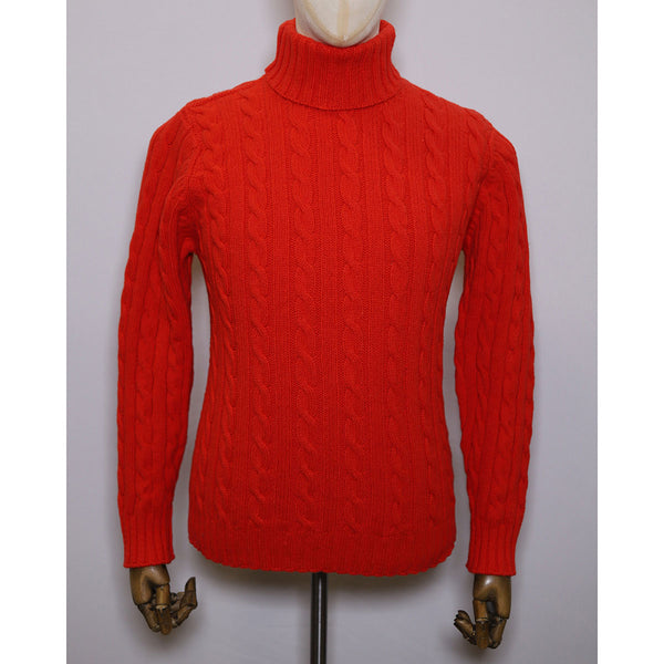 Fisherman Out Of Ireland Cabled Roll Neck Sweater - Life Buoy