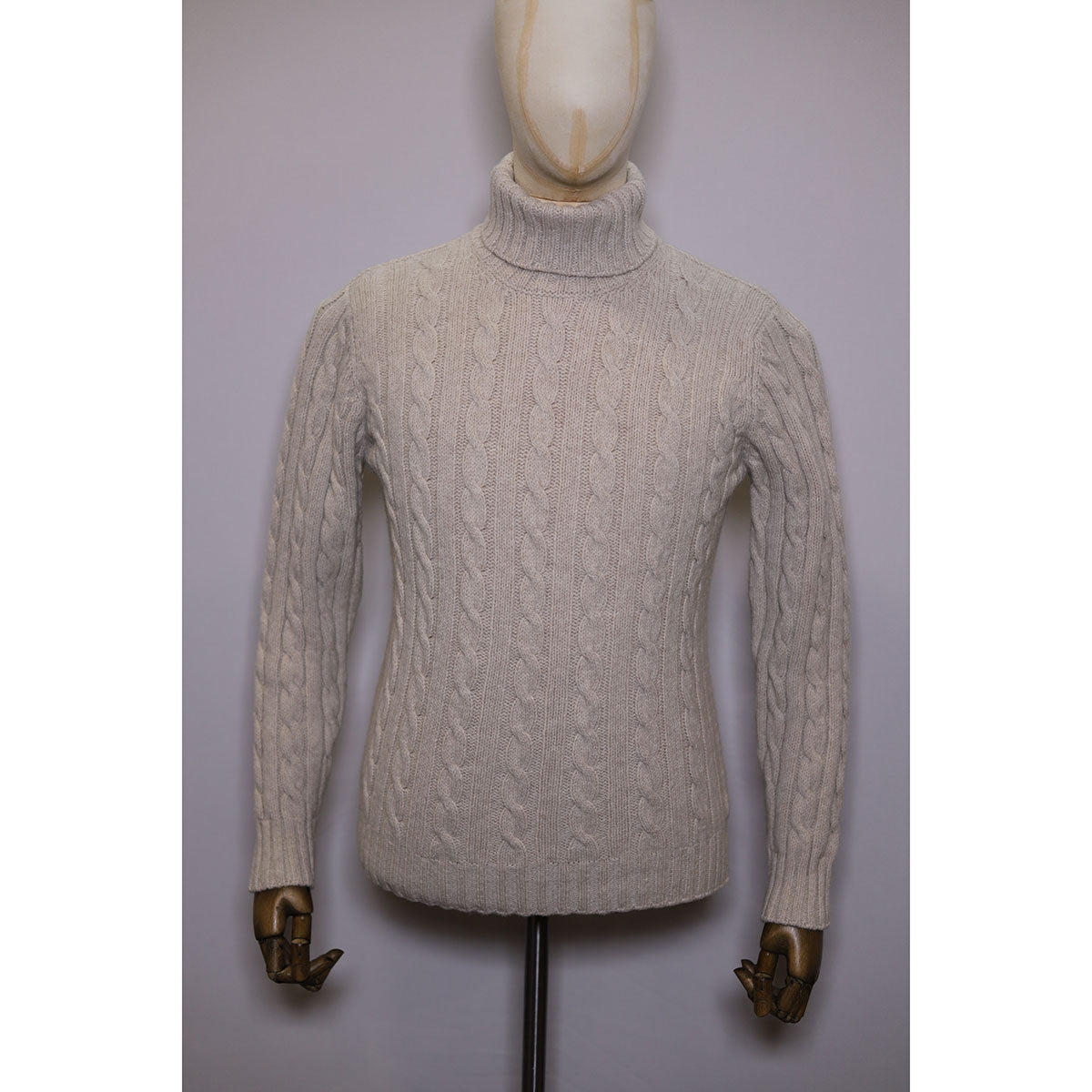 Fisherman Out Of Ireland Cabled Roll Neck Sweater - Oatmeal